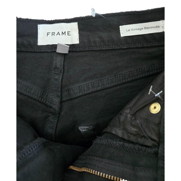 FRAME Le Vintage Bermuda Black Denim Shorts Women's Size 24 - New - Picture 2 of 3